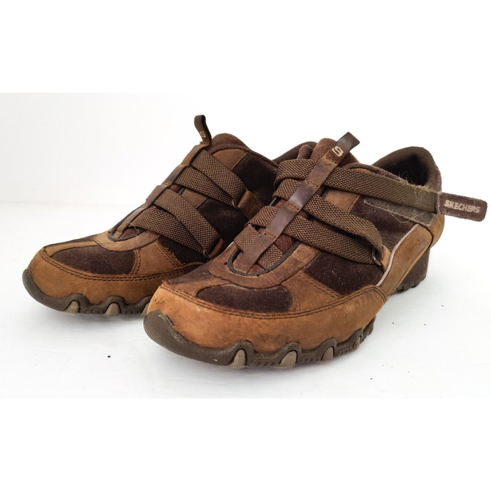 Skechers Brown Leather Suede Relaxed Fit Bikers Curbed Shoe Sneaker Size 6.5
